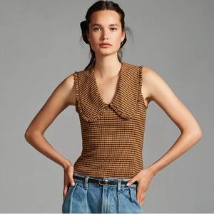 Maeve by Anthropologie • Ruffle Round-Collar Gingham Tank